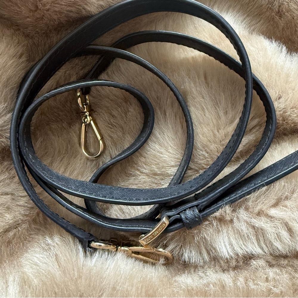 Michael Kors Black Leather Crossbody Strap with Gold Hardware